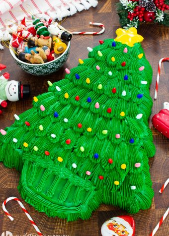 cake decorated to look like a retro ceramic Christmas tree